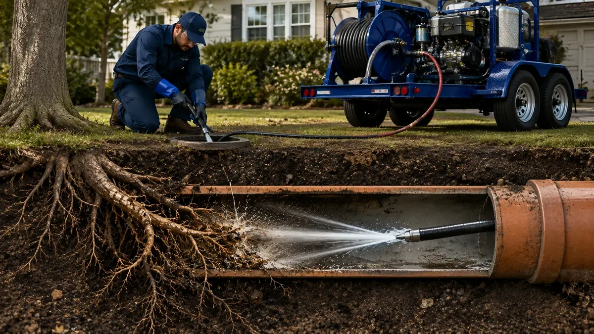 Tree Root Removal with Hydro Jetting in Lockwood